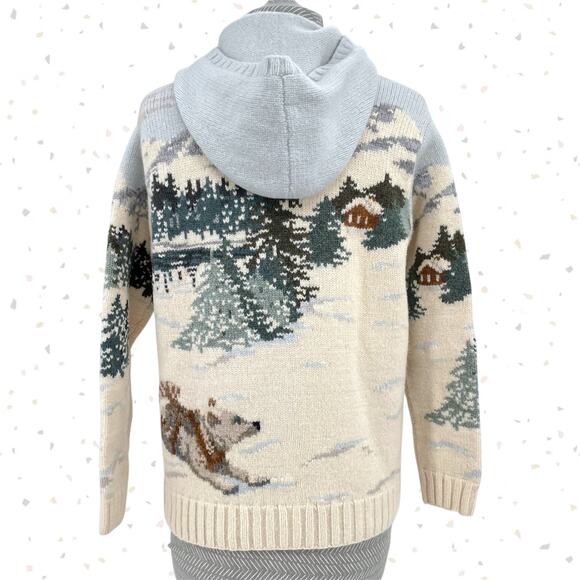 Vintage Ralph Lauren Wool Sweater Sled Dog Huskies Winter Holiday Hoodie Size S - Picture 3 of 16